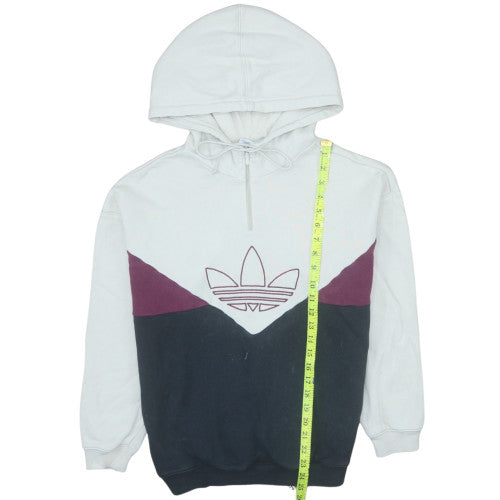 Adidas Womens White Colourblock Hooded Pullover Sweatshirt XS