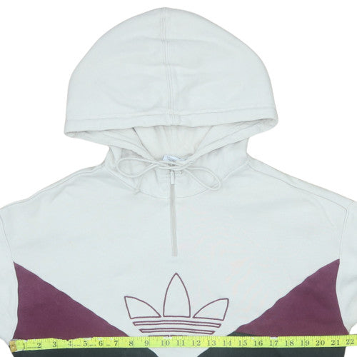 Adidas Womens White Colourblock Hooded Pullover Sweatshirt XS