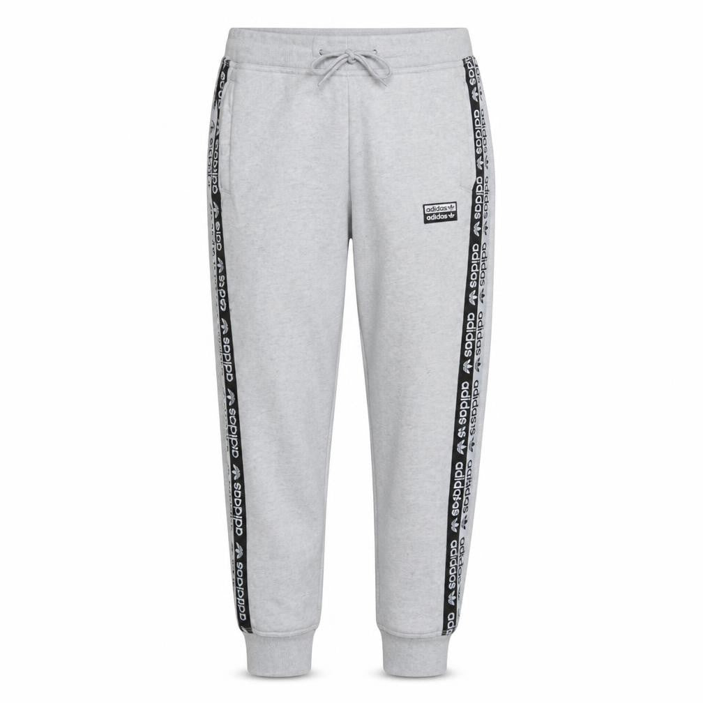 Front view of Adidas Women's Grey Jogger Trousers, size 8, Regular Fit Fleece