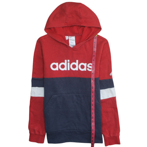 Adidas Boys Red & Navy Pullover Hoodie 15-16 Years Colourblock Logo Sweatshirt