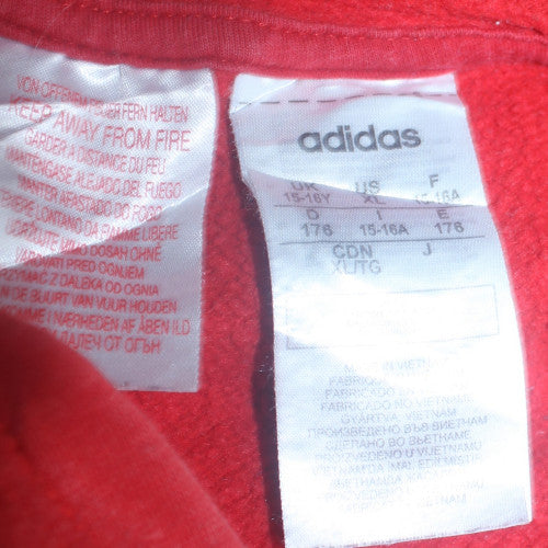 Adidas Boys Red & Navy Pullover Hoodie 15-16 Years Colourblock Logo Sweatshirt