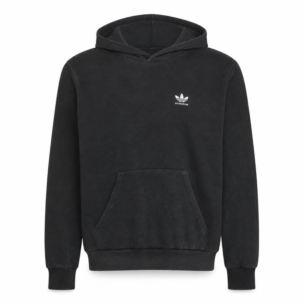 Front view of Adidas Men's Black Pullover Hoodie Medium Skateboarding Fleece