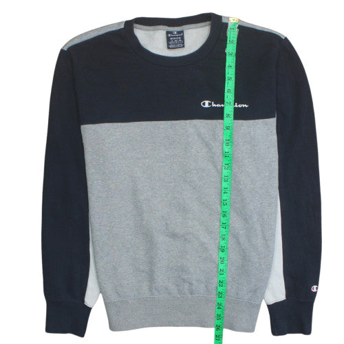 Champion Men's Grey & Navy Crew Neck Sweatshirt Medium Classic Fit