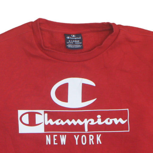 Champion Boys Red Pullover Sweatshirt 13-14 Years Graphic Logo Crew Neck