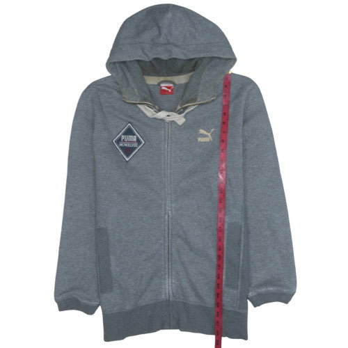Puma Mens Grey Full Zip Hoodie Size L Sports Fleece Sweatshirt
