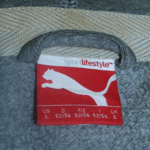 Puma Mens Grey Full Zip Hoodie Size L Sports Fleece Sweatshirt