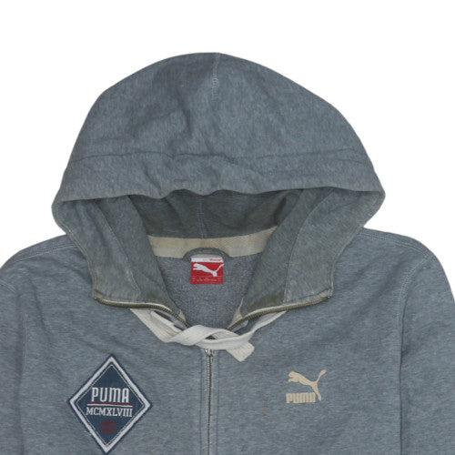 Puma Mens Grey Full Zip Hoodie Size L Sports Fleece Sweatshirt