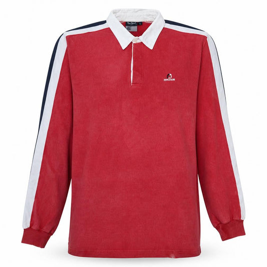 Pepe Jeans Mens Red Long Sleeve Polo Shirt XL Cotton Retro Rugby Style