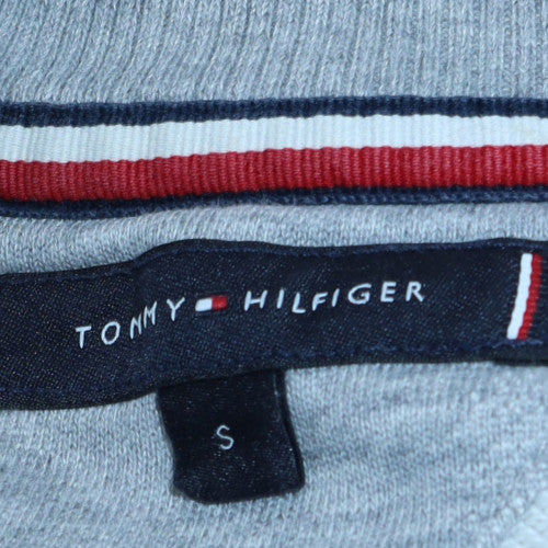 Tommy Hilfiger Men's Grey 1/4 Zip Sweatshirt Small Logo Classic Fit