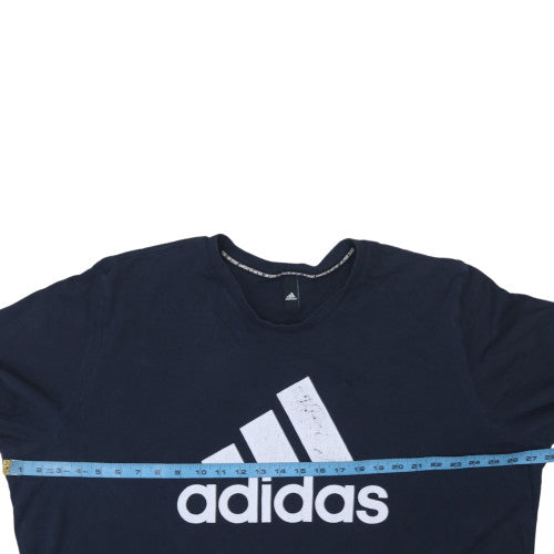 Adidas Men's Navy Blue Short Sleeve Sports Logo T-Shirt M