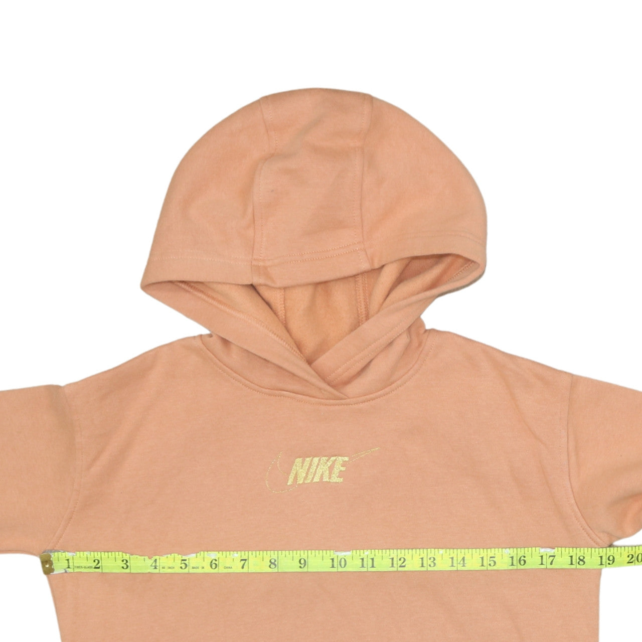 Nike Girls Beige Logo Pullover Hoodie Size 8-9 Years Fleece Sweatshirt