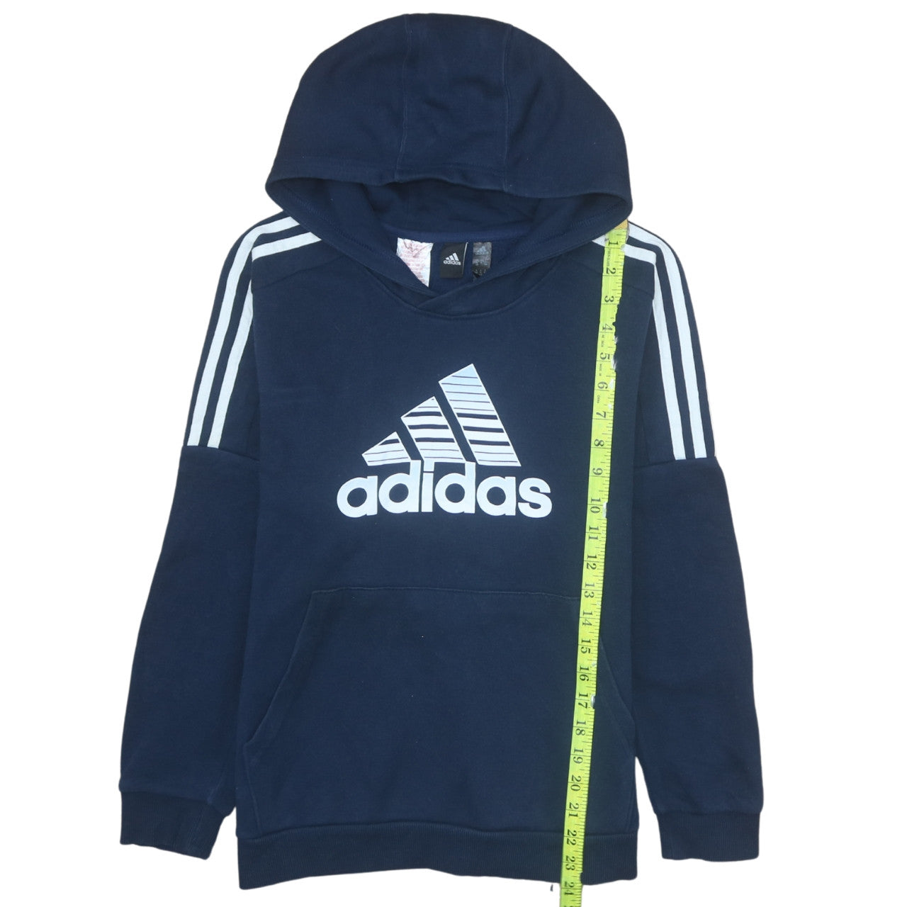 Adidas Boys Navy Blue Pullover Hoodie 13-14 Years Cotton Blend