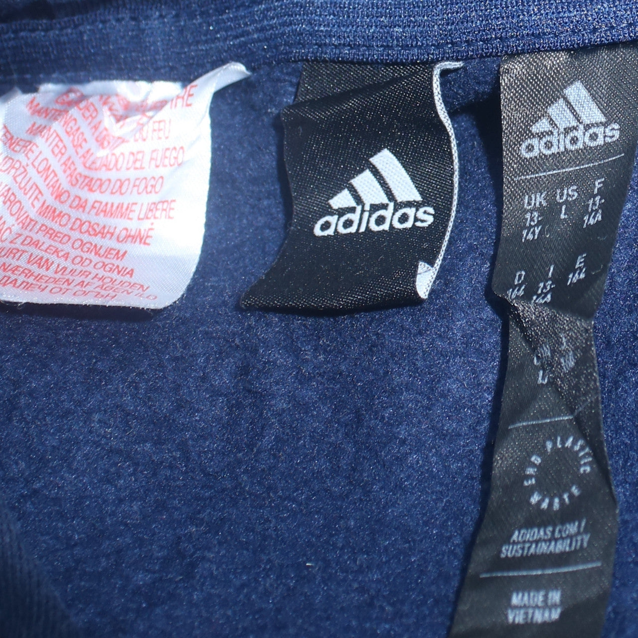Adidas Boys Navy Blue Pullover Hoodie 13-14 Years Cotton Blend