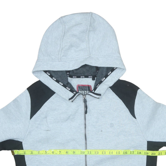 Diesel Mens Grey Full Zip Hoodie Medium Logo Hooded Sweatshirt