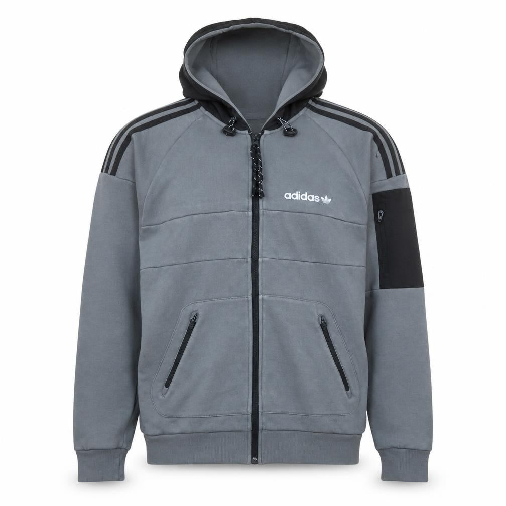 Adidas Men’s Grey Full Zip Hoodie XS Regular Fit Sportswear