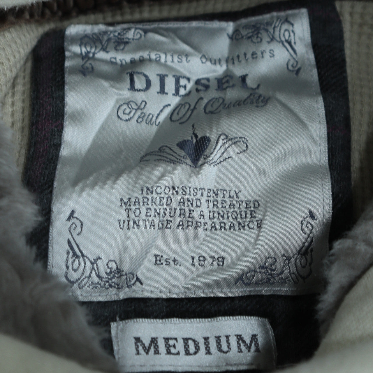 Diesel Women Beige Faux Fur Lined Hooded Pullover Hoodie Medium