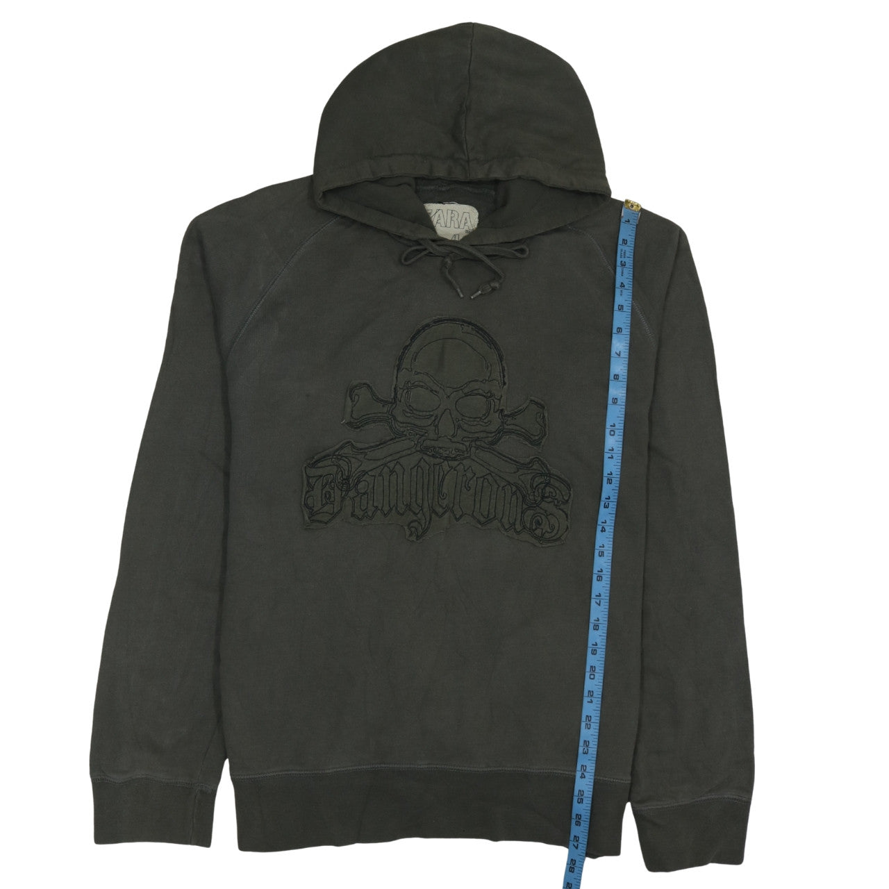 Zara Men’s Green Skull Graphic Pullover Hoodie XL