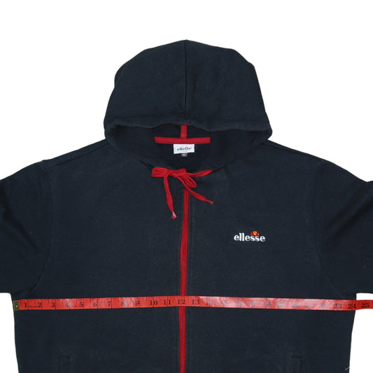 Ellesse Men's Black XL Full Zip Hoodie with Red Trim Sportswear
