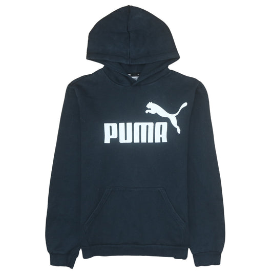 Puma Boys Black Pullover Hoodie 15-16 Years Classic Logo Fleece Sweatshirt