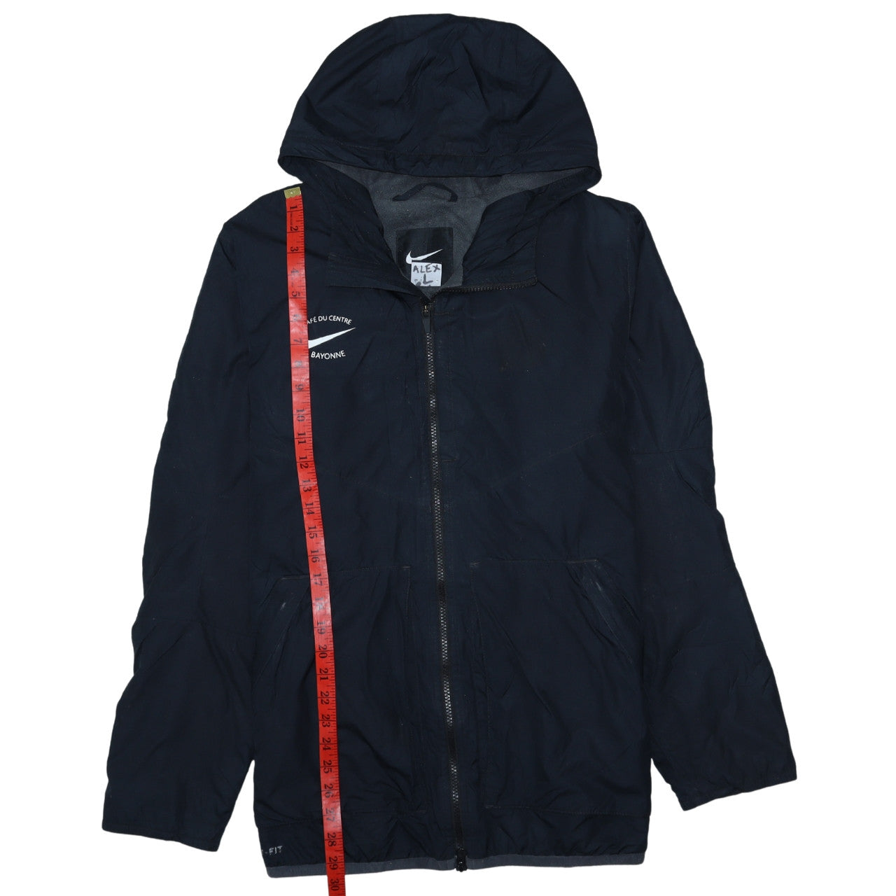 Nike Men's Blue L Hooded Windbreaker Jacket Full Zip Polyester