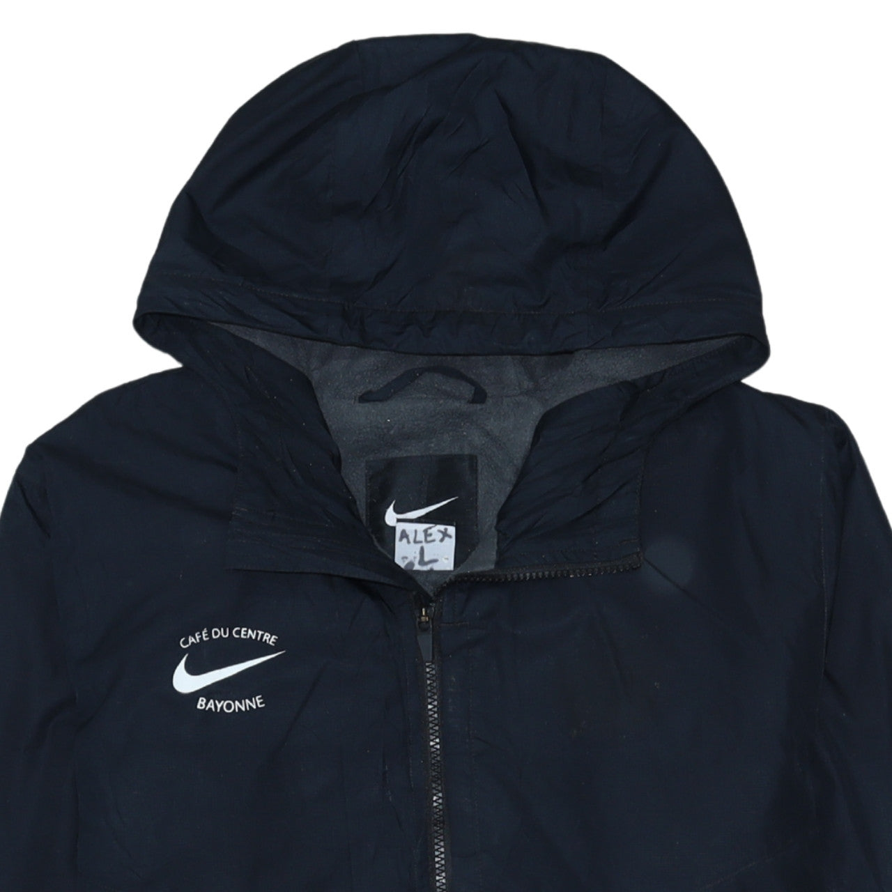 Nike Men's Blue L Hooded Windbreaker Jacket Full Zip Polyester