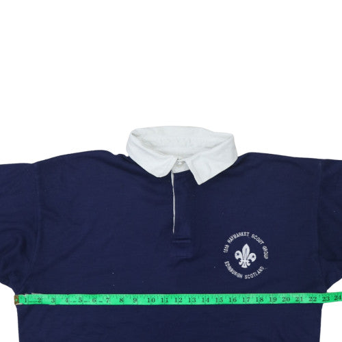 Halbro Men's Blue Long Sleeve Rugby Polo Shirt XL 117cm Classic Fit