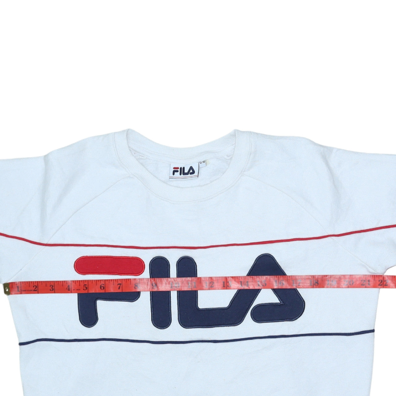 Fila Women's White Crew Neck Pullover Sweatshirt Size 10 Cotton Blend