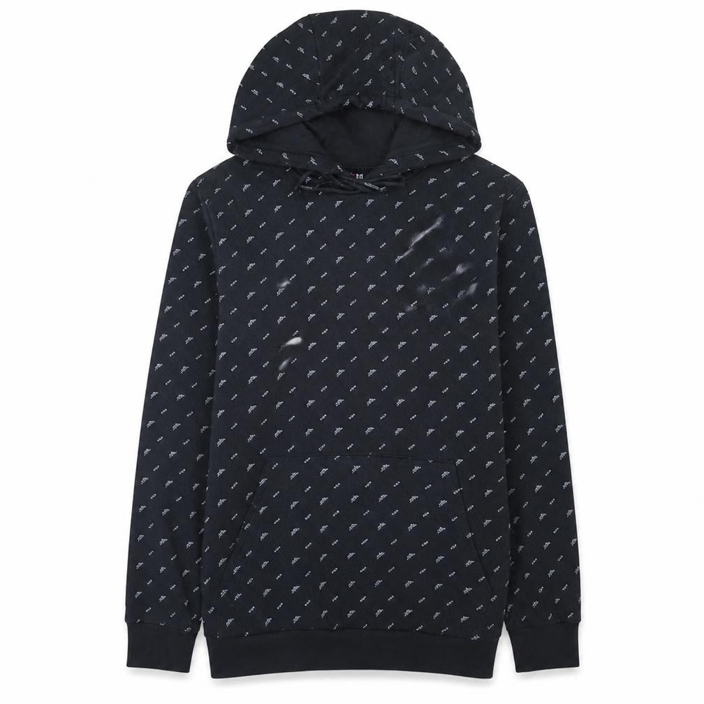 Front view of Fila Men's Black XS Pullover Hoodie with Logo Print