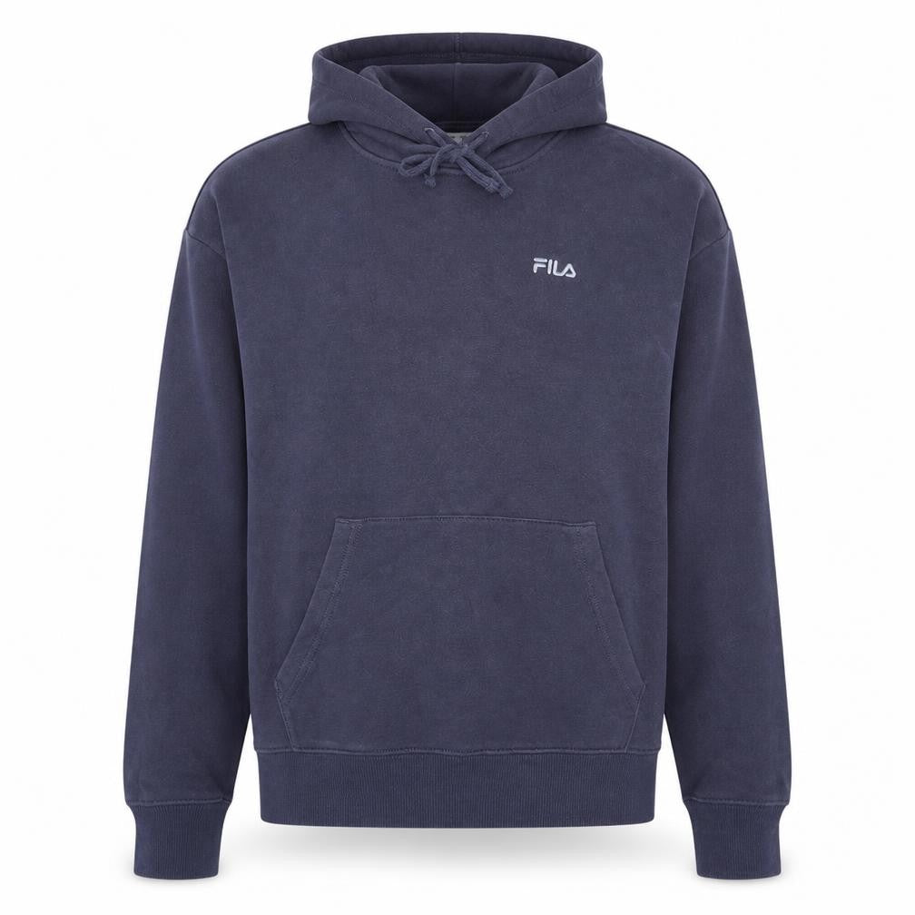 Front view of Fila men’s blue pullover hoodie small regular fit cotton blend