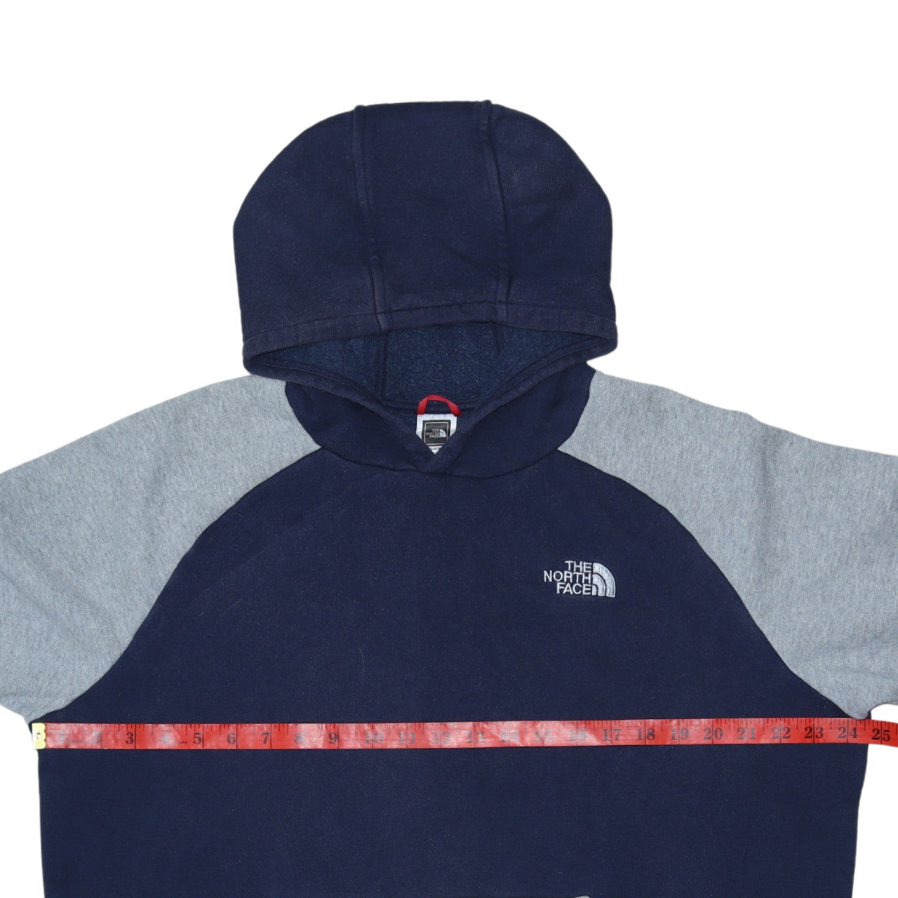 The North Face Mens Blue Pullover Hoodie Size L Fleece Cotton Blend