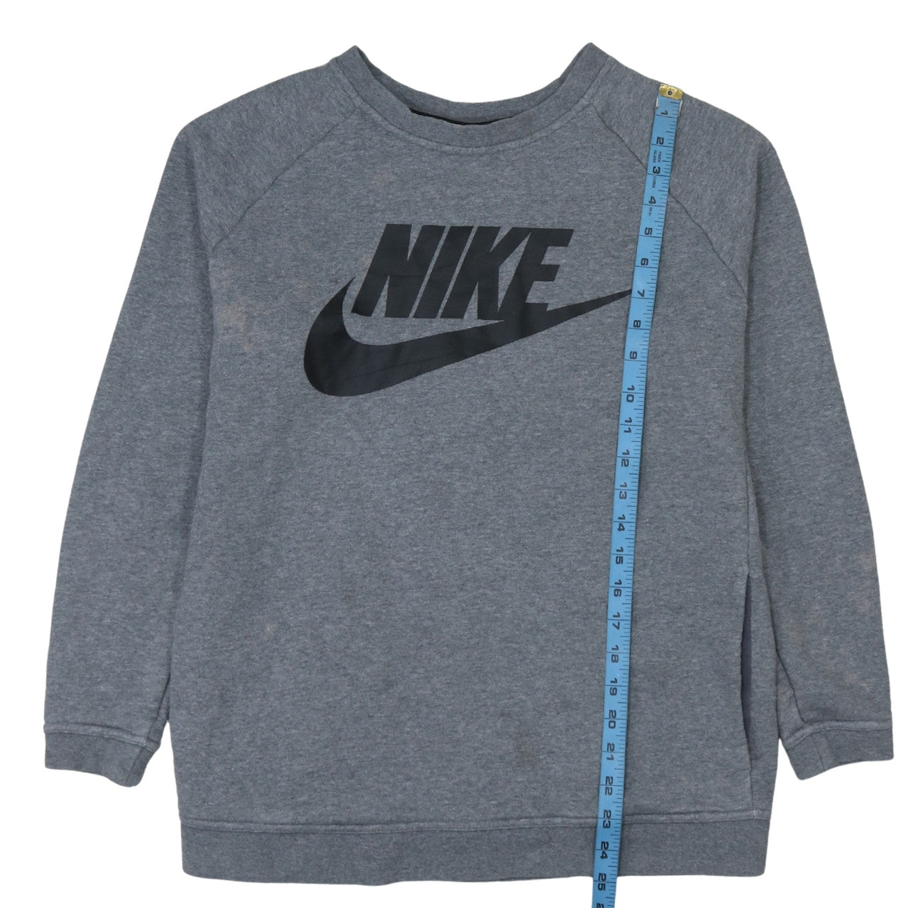 Nike Men’s Grey Pullover Sweatshirt L Logo Crew Neck Sports