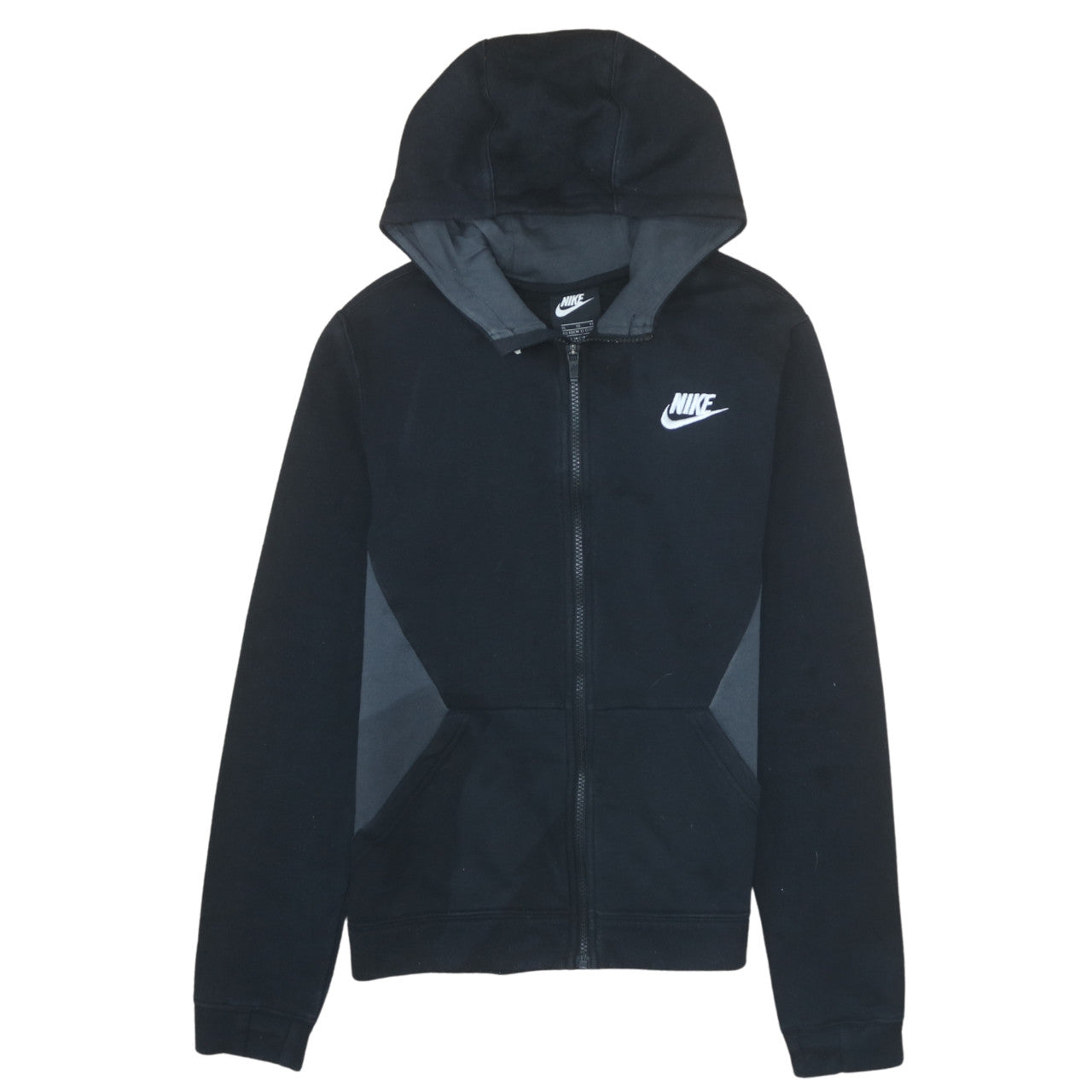Nike Boys Black Full Zip Hoodie XL 13-15 Years Cotton Blend Sportswear