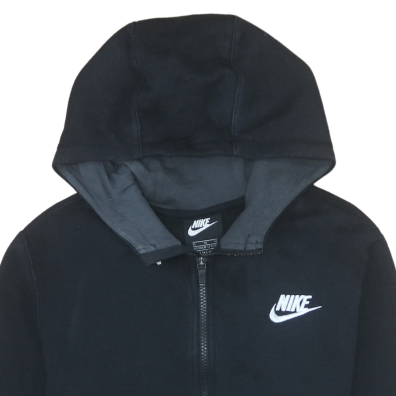 Nike Boys Black Full Zip Hoodie XL 13-15 Years Cotton Blend Sportswear