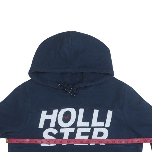 Hollister Men's Blue Pullover Hoodie L Regular Fit Logo Fleece