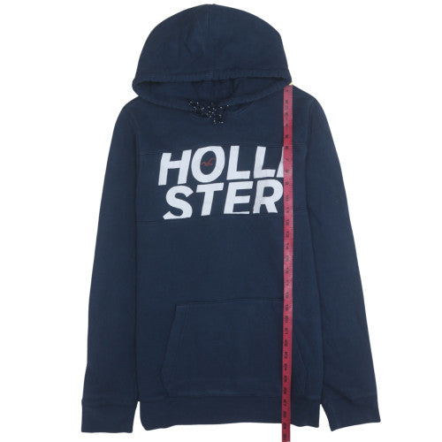 Hollister Men's Blue Pullover Hoodie L Regular Fit Logo Fleece