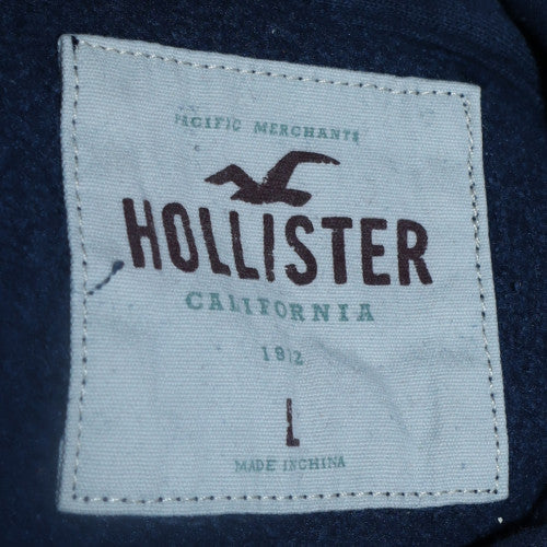 Hollister Men's Blue Pullover Hoodie L Regular Fit Logo Fleece