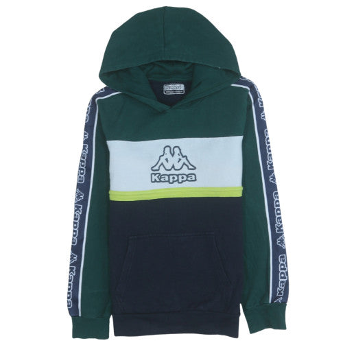 Kappa Boys Green Colourblock Pullover Hoodie 12 Years Cotton Blend