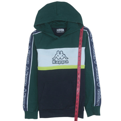 Kappa Boys Green Colourblock Pullover Hoodie 12 Years Cotton Blend