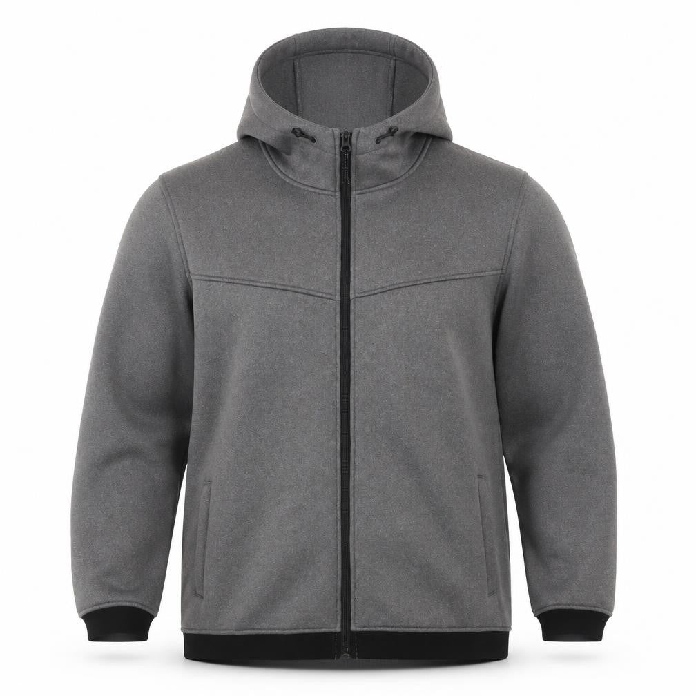 Workout Men's Grey 2XL Full Zip Heavyweight Hooded Sweatshirt