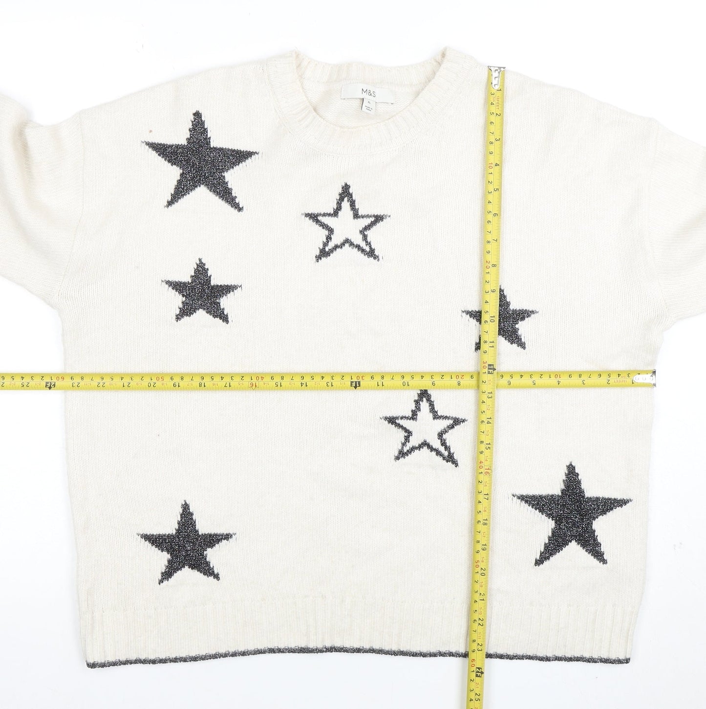 Marks and Spencer Women’s Ivory Wool Blend Star Jumper XL