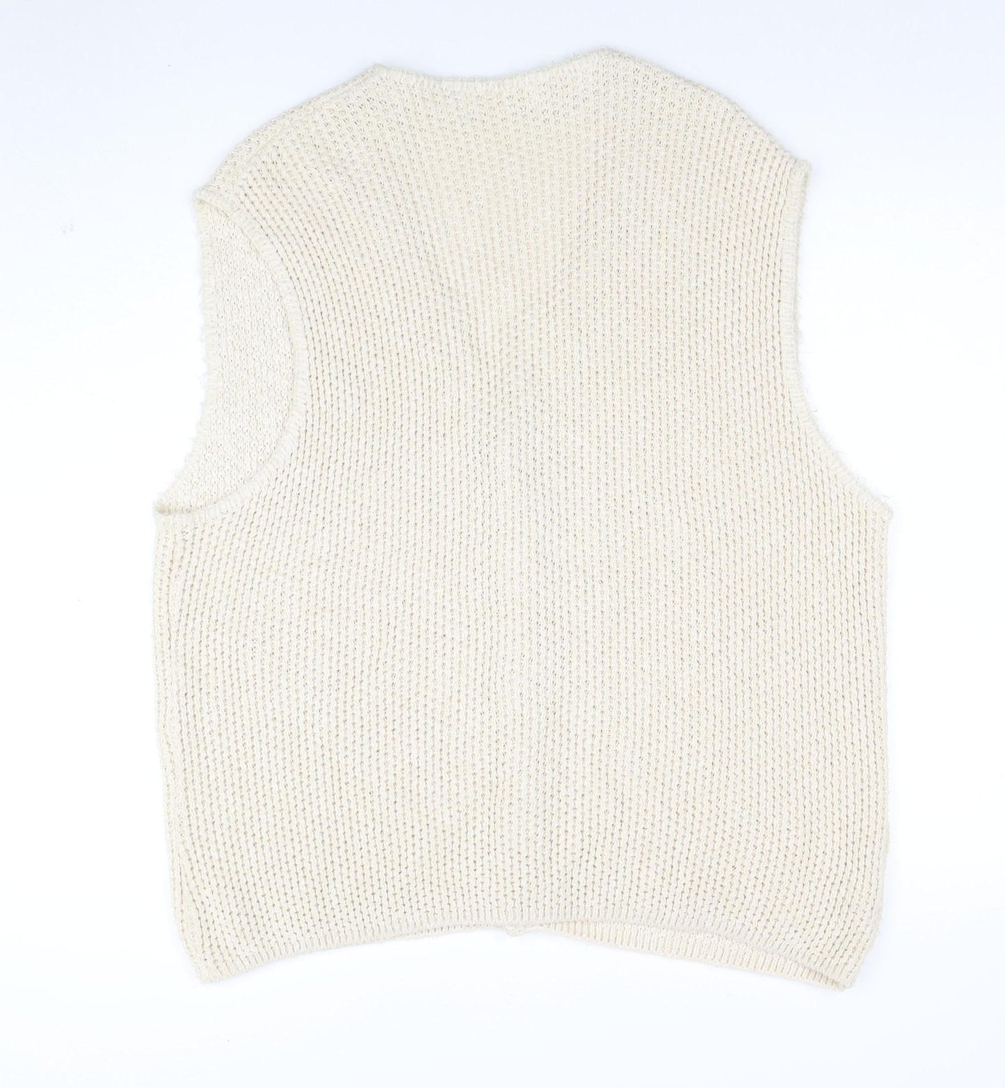 Marks and Spencer Women Beige Knit Sleeveless V-Neck Vest S