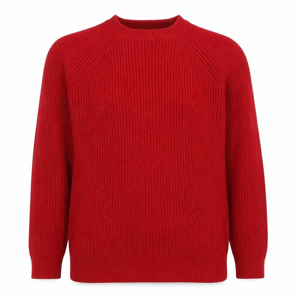 Front view of Long Tall Sally women’s red wool chunky knit jumper xs