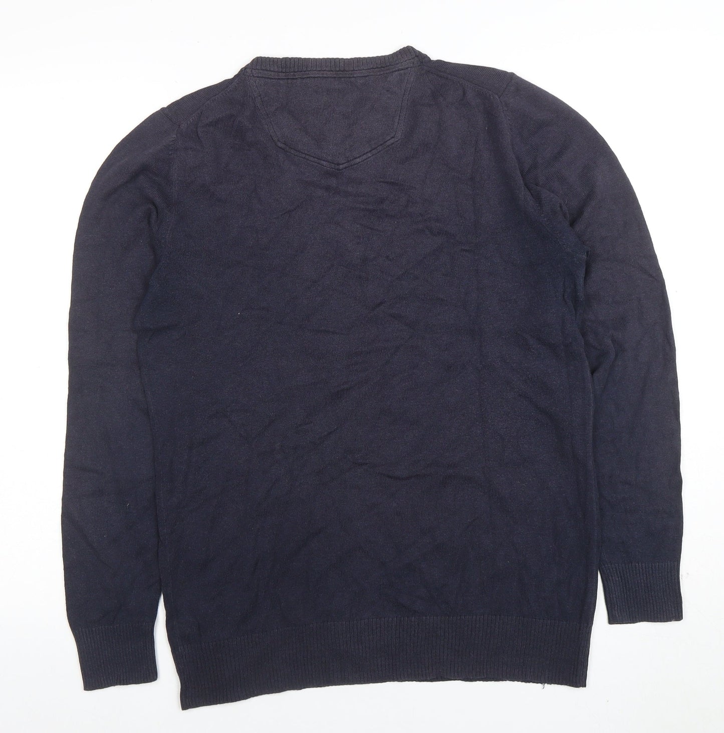 Fat Face Men’s Blue Cotton V-Neck Jumper Size S Long Sleeve Classic