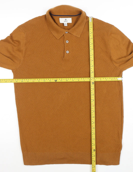 Next Men's Brown Collared Long Sleeve Pullover Jumper M