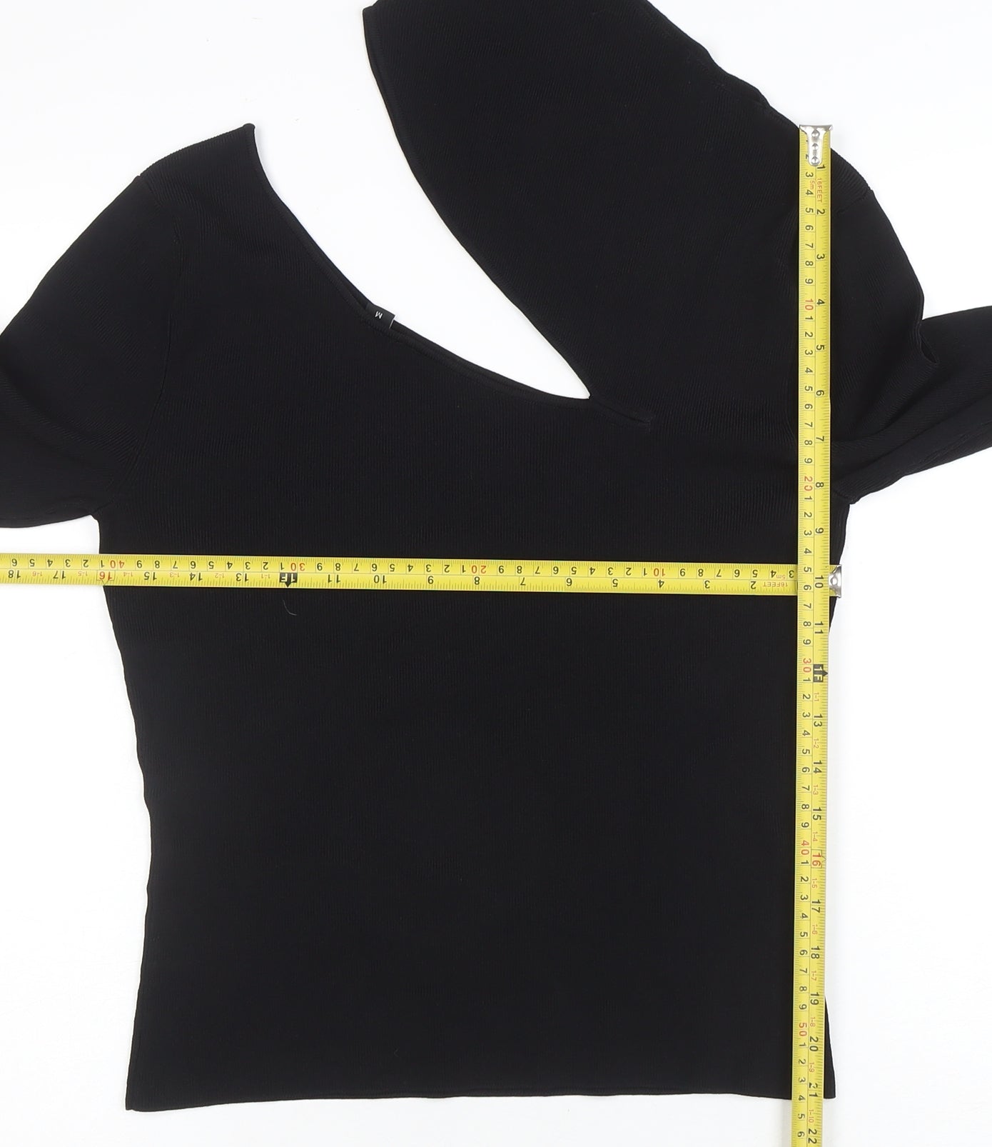 Cyrus Womens Black One Shoulder Long Sleeve Knit Top Size S