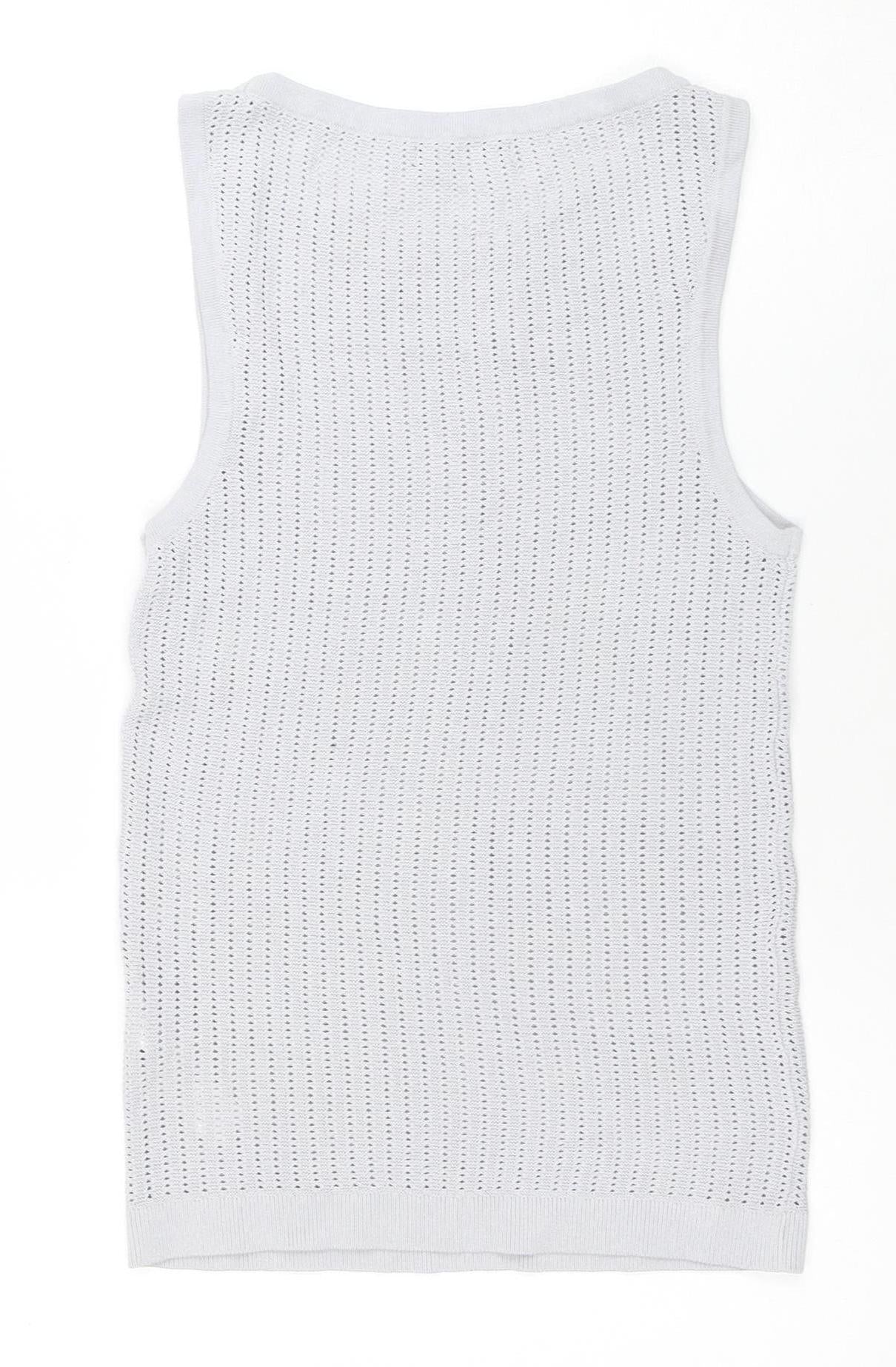 ZARA Women Grey Knit Tank Top S Sleeveless Viscose Blend