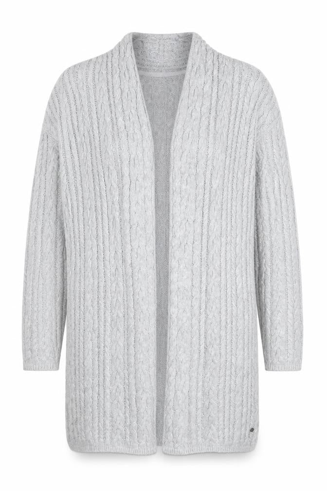 L.O.G.G. Womens Grey Cable-Knit Open Cardigan Size 12