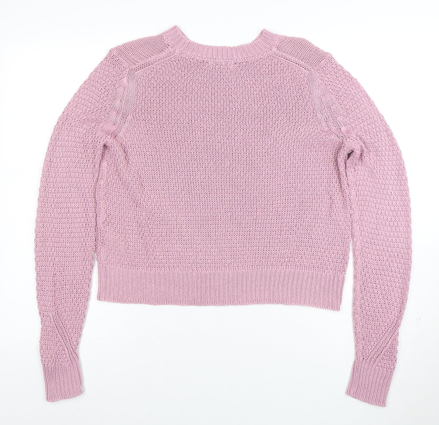 Jacqueline de Yong Women Pink Cable-Knit Jumper M Classic Crew Neck