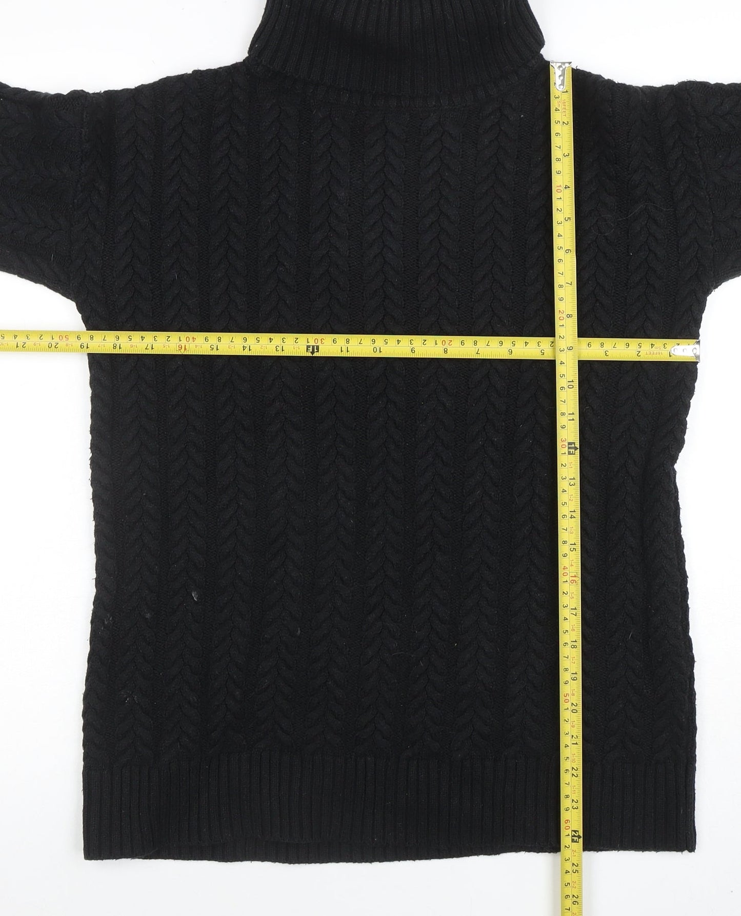 French Connection Womens Black XS Cable Knit Roll Neck Jumper