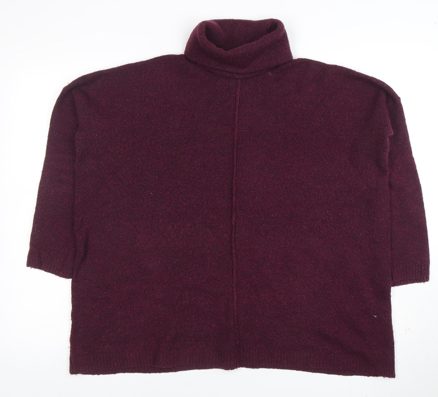 Joules Women's Purple Roll Neck Wool Alpaca Blend Relaxed Jumper Size 12